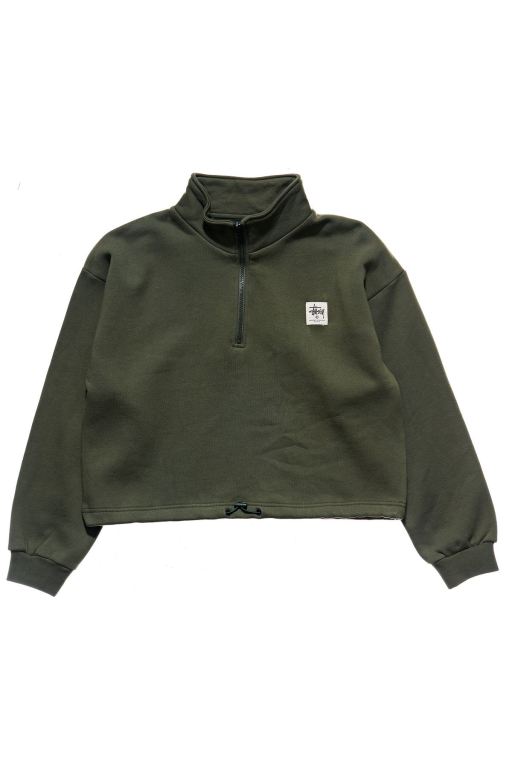 Stussy Womens Workgear 1/4 Zip Fleece Sweaters Green - MXIEZ6301